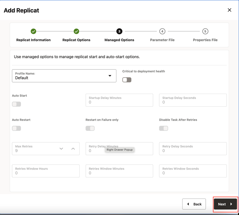 Leave Managed Options as is and click Next.